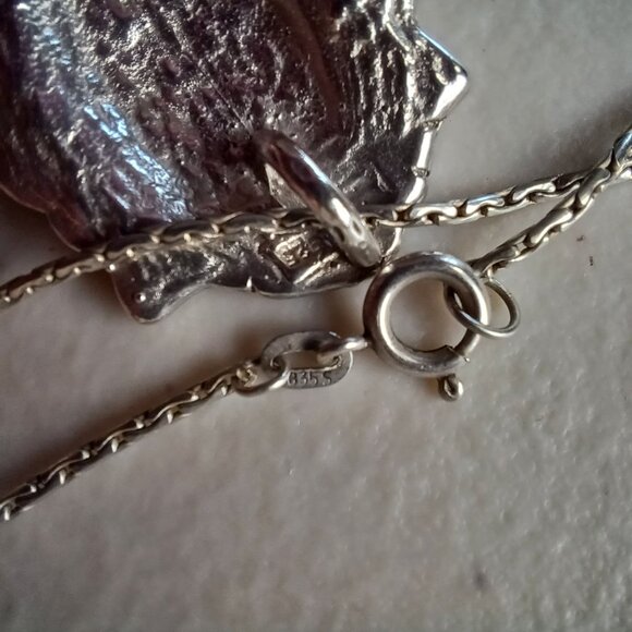 Vintage 925 Sterling Lion Head Pendant Necklace - Picture 9 of 9